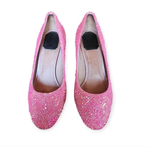 Dior Custom Hot Pink Crystal Rhinestone Strass Heels Size 37.5 - Picture 2 of 11